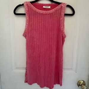 Zenana Outfitters Pink Ribbed Tank Top